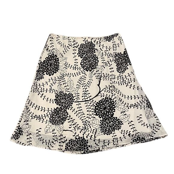 Hillard & Hanson Y2K Academia Flowy Floral Midi Cream Skirt - Picture 1 of 3